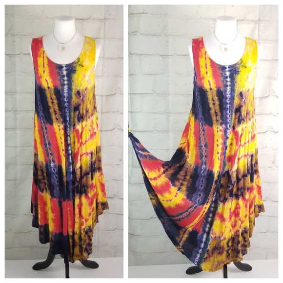 Papa Vancouver Sleeveless Tie-Dyed Swing Sundress - Picture 2 of 9